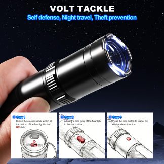 High Voltage Taser 990 High-pressure Baton 1500KV Rechargeable  Outdoor Tool Camping Survival Emergency Equipment Multifunctional Safety Accessories Gun with 3 Modes (High/Low/Strobe), 1200mAh Battery, LED Torch for Self Defense